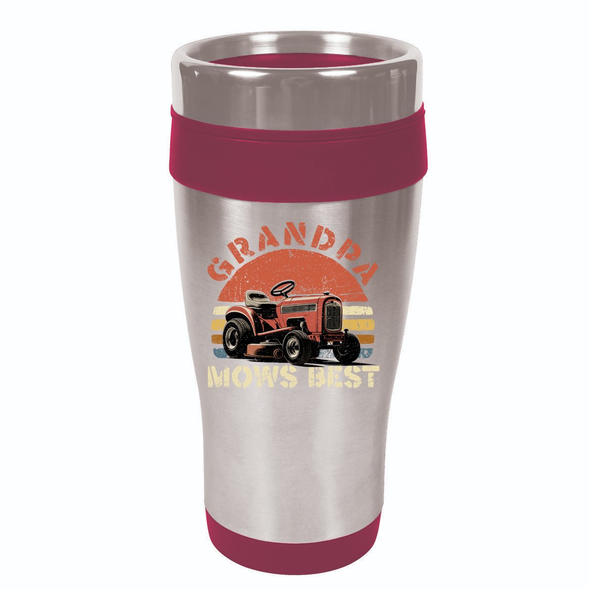 Grandpa Mows Best Lawn Mowing Mower Gardening Landscaping 16oz Travel Tumbler