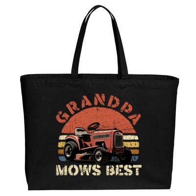 Grandpa Mows Best Lawn Mowing Mower Gardening Landscaping Cotton Canvas Jumbo Tote