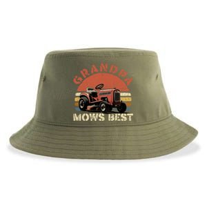 Grandpa Mows Best Lawn Mowing Mower Gardening Landscaping Sustainable Bucket Hat