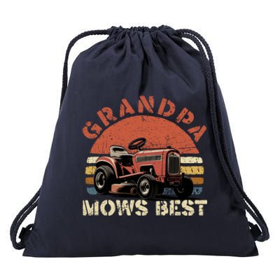 Grandpa Mows Best Lawn Mowing Mower Gardening Landscaping Drawstring Bag