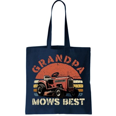 Grandpa Mows Best Lawn Mowing Mower Gardening Landscaping Tote Bag