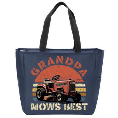 Grandpa Mows Best Lawn Mowing Mower Gardening Landscaping Zip Tote Bag