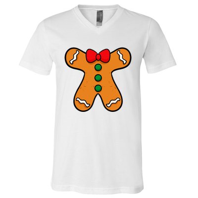 Gingerbread Man Body Costume For Halloween Or Christmas V-Neck T-Shirt