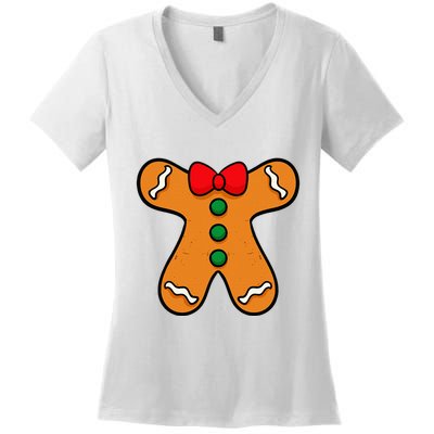 Gingerbread Man Body Costume For Halloween Or Christmas Women's V-Neck T-Shirt