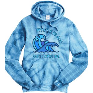 Graphic Myrtle Beach South Carolina Pocket Wave Souvenir Tie Dye Hoodie