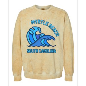 Graphic Myrtle Beach South Carolina Pocket Wave Souvenir Colorblast Crewneck Sweatshirt