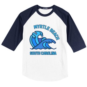 Graphic Myrtle Beach South Carolina Pocket Wave Souvenir Baseball Sleeve Shirt