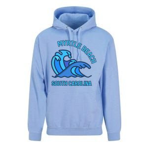 Graphic Myrtle Beach South Carolina Pocket Wave Souvenir Unisex Surf Hoodie