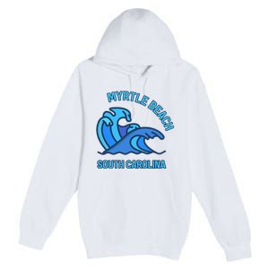 Graphic Myrtle Beach South Carolina Pocket Wave Souvenir Premium Pullover Hoodie