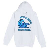 Graphic Myrtle Beach South Carolina Pocket Wave Souvenir Premium Pullover Hoodie