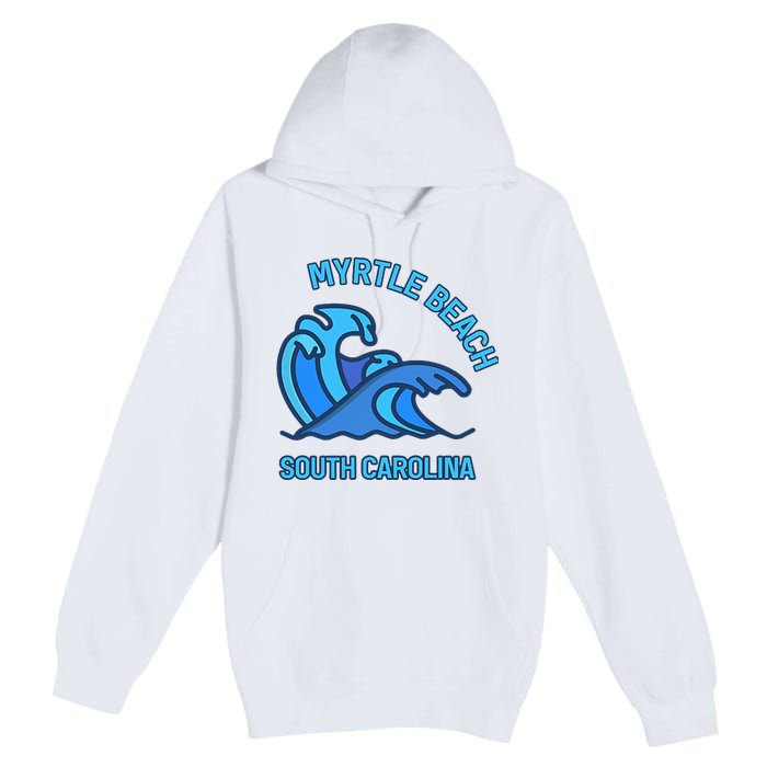 Graphic Myrtle Beach South Carolina Pocket Wave Souvenir Premium Pullover Hoodie