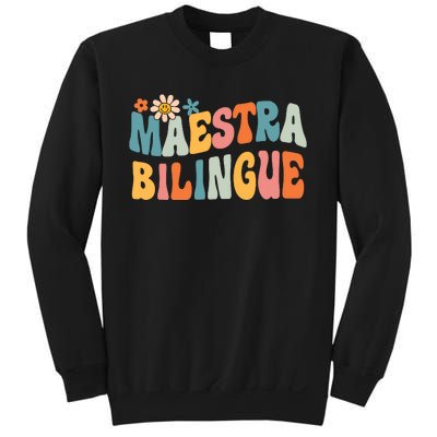 Groovy Maestra Bilingue Spanish Teacher Retro Sweatshirt