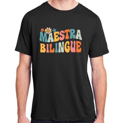 Groovy Maestra Bilingue Spanish Teacher Retro Adult ChromaSoft Performance T-Shirt