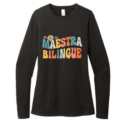 Groovy Maestra Bilingue Spanish Teacher Retro Womens CVC Long Sleeve Shirt