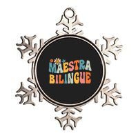 Groovy Maestra Bilingue Spanish Teacher Retro Metallic Star Ornament