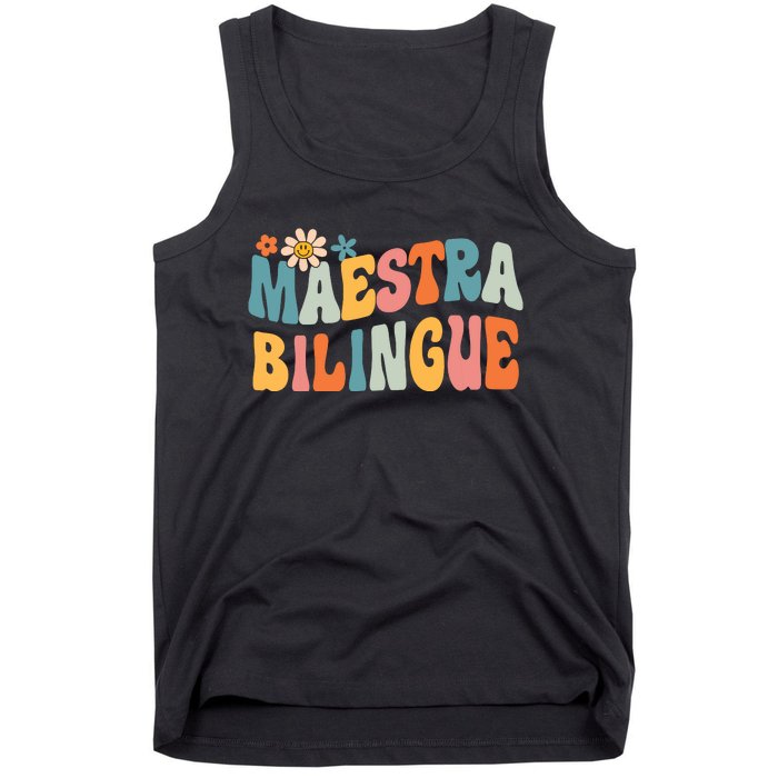 Groovy Maestra Bilingue Spanish Teacher Retro Tank Top