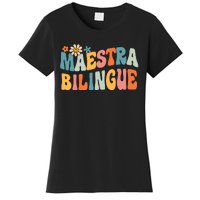 Groovy Maestra Bilingue Spanish Teacher Retro Women's T-Shirt