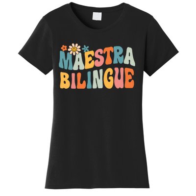 Groovy Maestra Bilingue Spanish Teacher Retro Women's T-Shirt