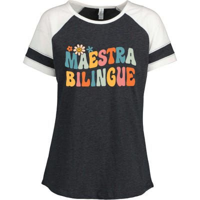 Groovy Maestra Bilingue Spanish Teacher Retro Enza Ladies Jersey Colorblock Tee