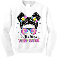 Groovy Messy Bun Third Grade Back To School Kids Sweatshirt