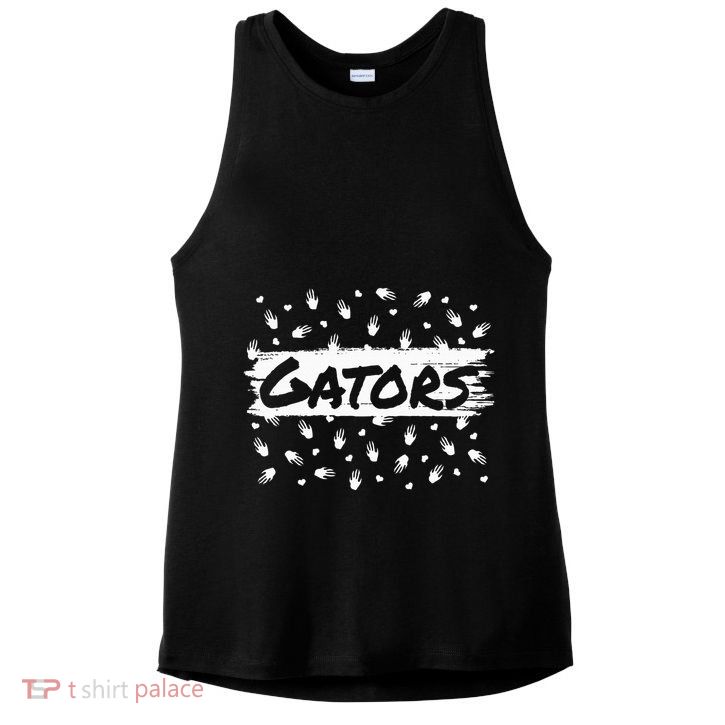 Gators Mascot Back To School Spirit Footprint Heart Leopard Ladies PosiCharge Tri-Blend Wicking Tank