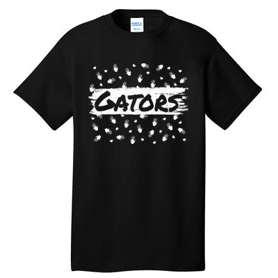 Gators Mascot Back To School Spirit Footprint Heart Leopard Tall T-Shirt