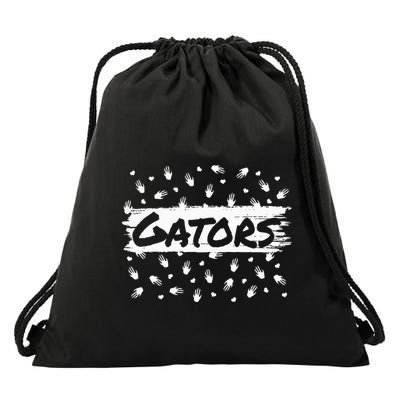 Gators Mascot Back To School Spirit Footprint Heart Leopard Drawstring Bag