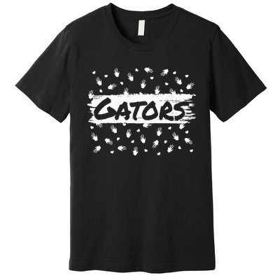 Gators Mascot Back To School Spirit Footprint Heart Leopard Premium T-Shirt