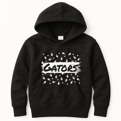 Gators Mascot Back To School Spirit Footprint Heart Leopard Kids Hoodie