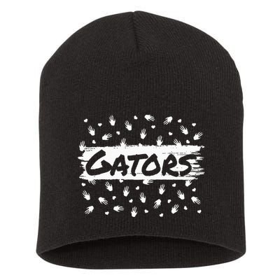 Gators Mascot Back To School Spirit Footprint Heart Leopard Short Acrylic Beanie