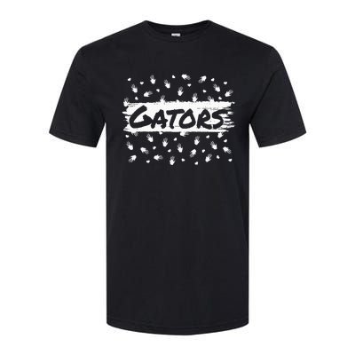 Gators Mascot Back To School Spirit Footprint Heart Leopard Softstyle CVC T-Shirt