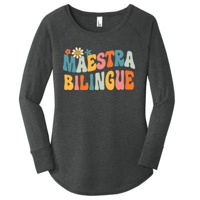 Groovy Maestra Bilingue Spanish Teacher Retro Women's Perfect Tri Tunic Long Sleeve Shirt