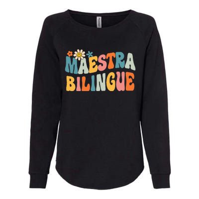 Groovy Maestra Bilingue Spanish Teacher Retro Womens California Wash Sweatshirt