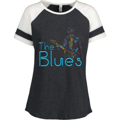 Guitarist Musician Blues Guitar Enza Ladies Jersey Colorblock Tee