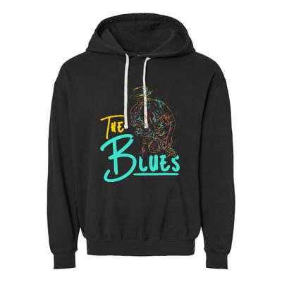 Guitarist Musician Blues Guitar Vintage Blues Music Lover Garment-Dyed Fleece Hoodie