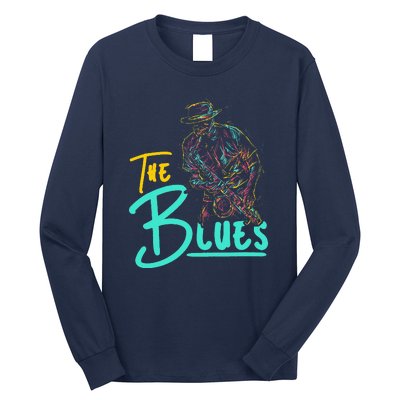 Guitarist Musician Blues Guitar Vintage Blues Music Lover Long Sleeve Shirt