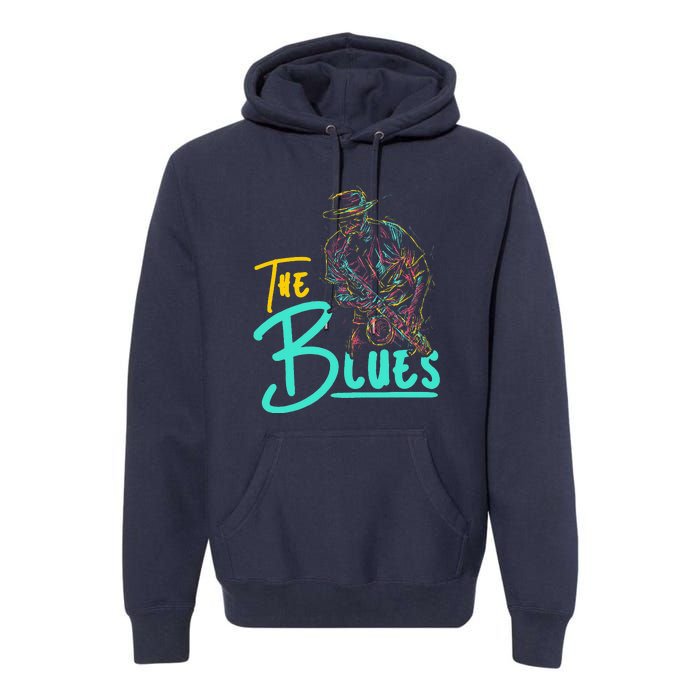 Guitarist Musician Blues Guitar Vintage Blues Music Lover Premium Hoodie