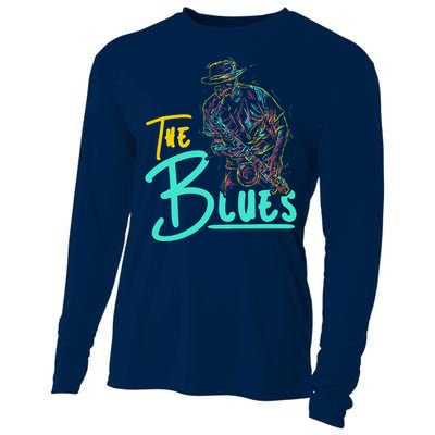 Guitarist Musician Blues Guitar Vintage Blues Music Lover Cooling Performance Long Sleeve Crew