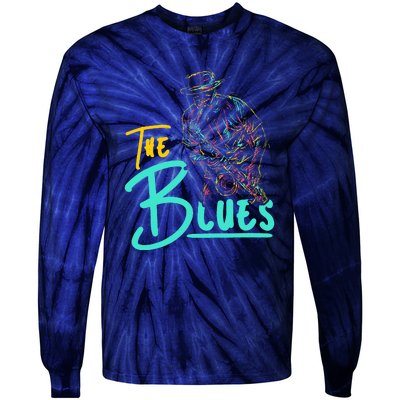 Guitarist Musician Blues Guitar Vintage Blues Music Lover Tie-Dye Long Sleeve Shirt