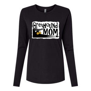 Greyhound Mom (Black) Womens Cotton Relaxed Long Sleeve T-Shirt