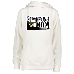 Greyhound Mom (Black) Womens Funnel Neck Pullover Hood