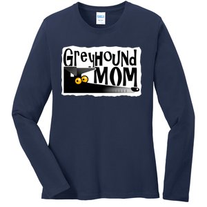 Greyhound Mom (Black) Ladies Long Sleeve Shirt