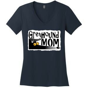 Greyhound Mom (Black) Women's V-Neck T-Shirt