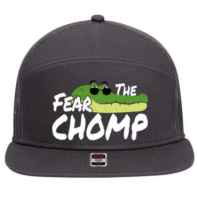 Gator Mascot Back To School Fear The Chomp Florida Game 7 Panel Mesh Trucker Snapback Hat