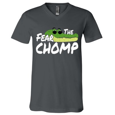 Gator Mascot Back To School Fear The Chomp Florida Game V-Neck T-Shirt