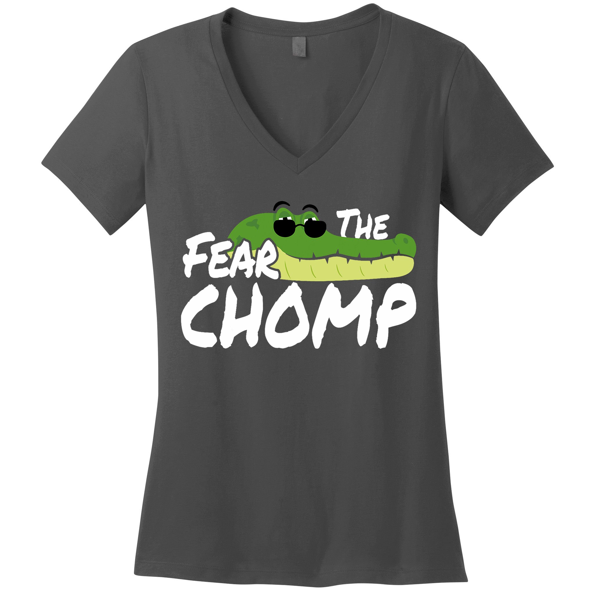 Gator Mascot Back To School Fear The Chomp Florida Game Women's V-Neck T-Shirt