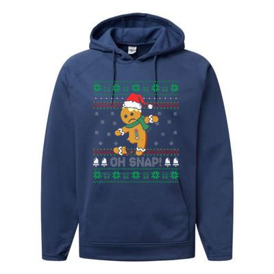 Gingerbread Man Cookie Ugly Sweater Oh Snap Christmas Performance Fleece Hoodie