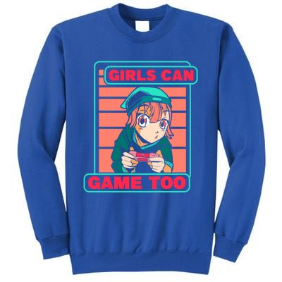 Gaming Motif Can Game Too Gamer Cool Gift Tall Sweatshirt