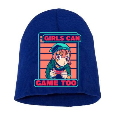 Gaming Motif Can Game Too Gamer Cool Gift Short Acrylic Beanie