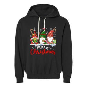 Gnomes Merry Christmas Light Family Gnome Xmas Garment-Dyed Fleece Hoodie